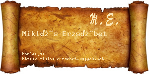 Miklós Erzsébet névjegykártya